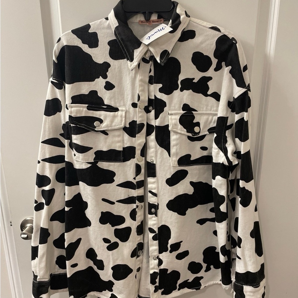 Black and White Cow Print Jean jacket